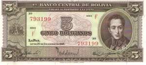5 Bolivianos L.20.12.1945